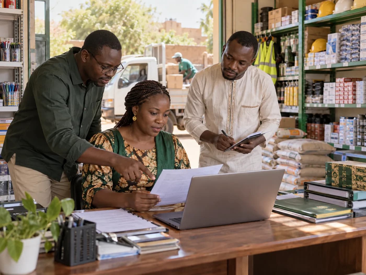 Une équipe de PME burkinabè prépare une réponse à un marché public